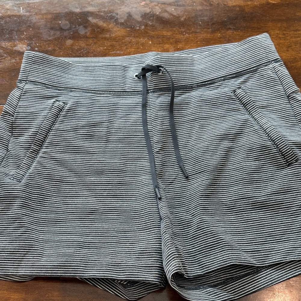 Athleta Black and White Striped Athletic Shorts